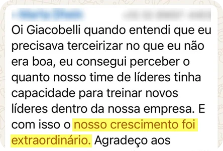 Depoimento sobre crescimento extraordinário do time