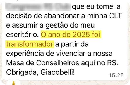 Depoimento sobre 2025 ter sido um ano transformador