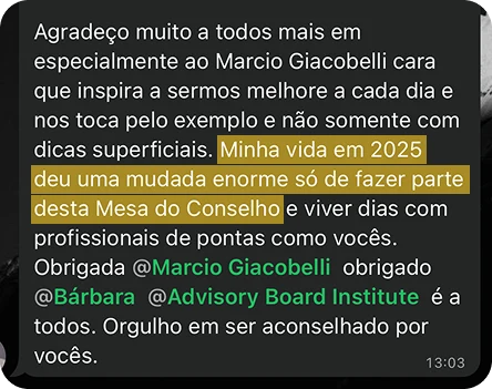 Depoimento sobre fazer parte da Mesa do Conselho