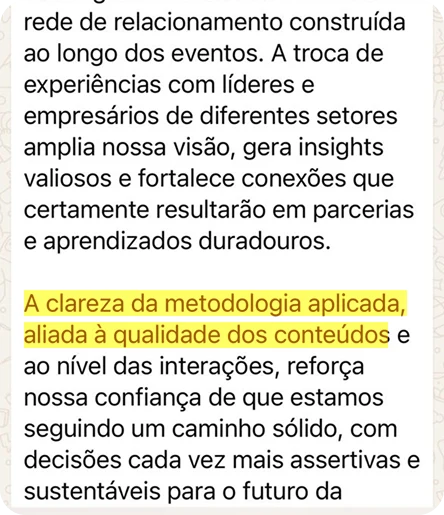 Depoimento sobre clareza da metodologia aplicada